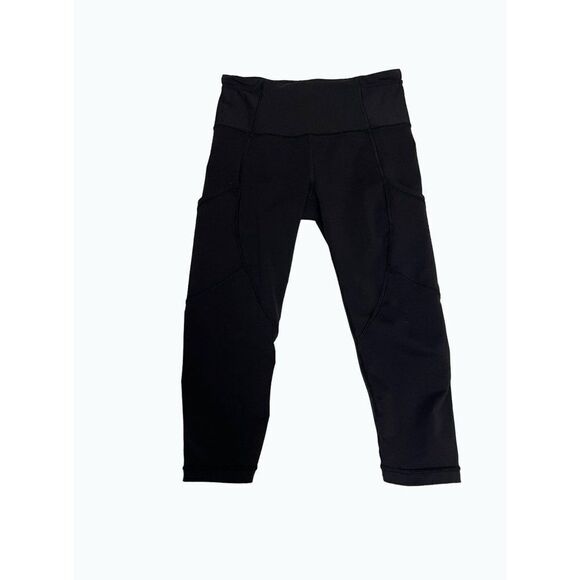 Lululemon Black Mesh Calf Crop Leggings 4 - Picture 1 of 4